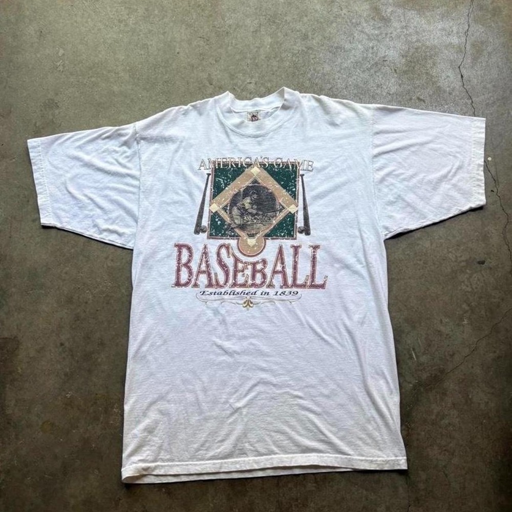 Vintage 90s white baseball tee   Mens Size XXL